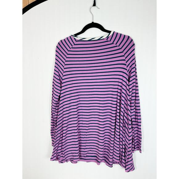Matilda Jane Womens No Limitations Tunic Shirt Purple Navy Stripe Pockets Large - Picture 5 of 5